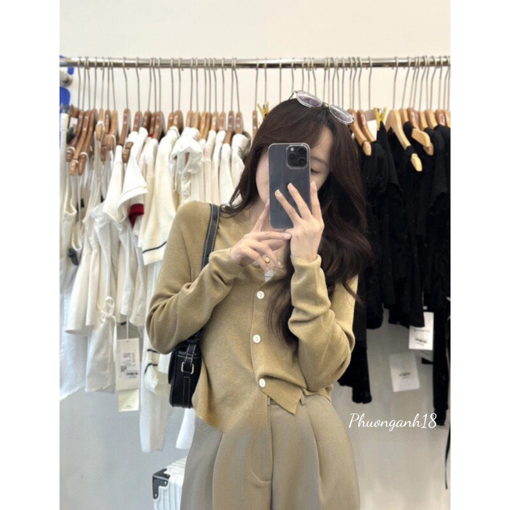 Áo khoác cardigan trơn mịn áo len dệt kim tay dài cổ chữ V thời trang thu đông, phong cách hàn quốc 3803