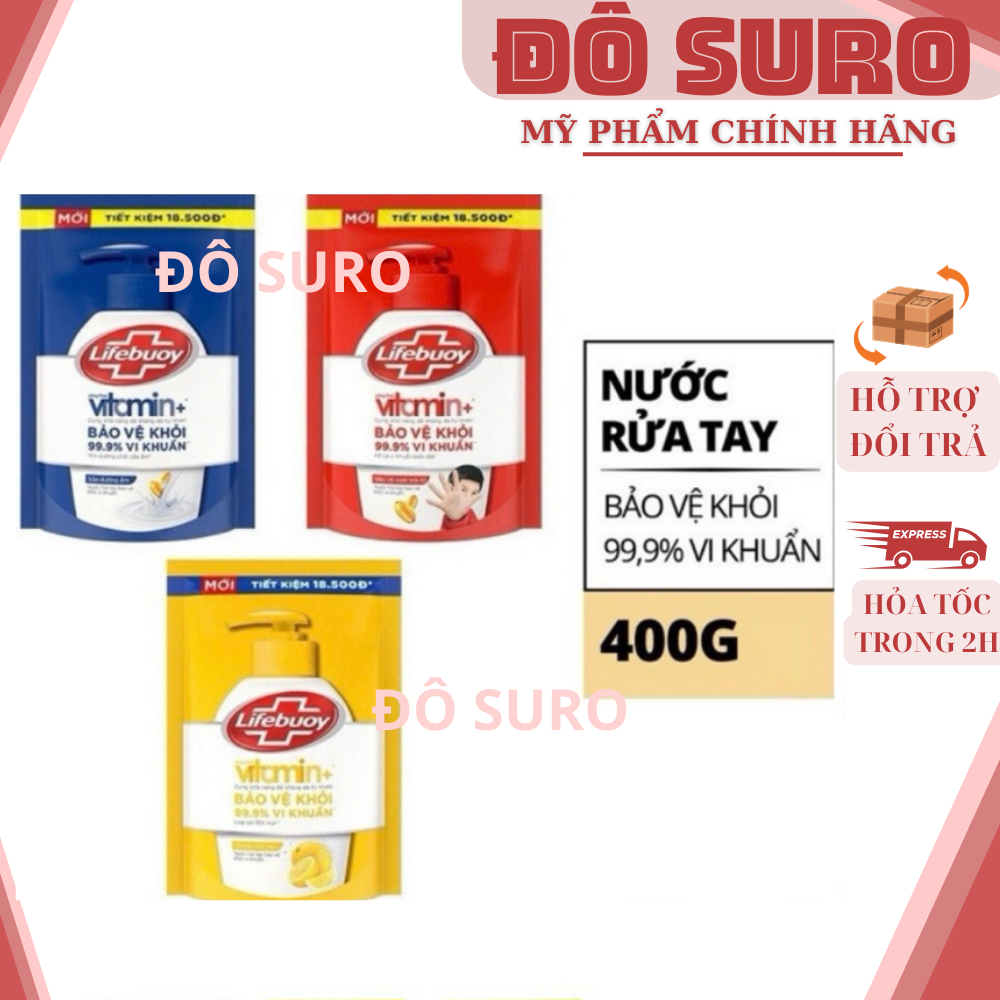 Túi Nước Rửa Tay Lifebuoy Vitamin+ 400g - Bảo Vệ Vượt Trội, Sữa Dưỡng Ẩm, Chanh Khử Mùi
