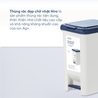 Thùng rác đạp chữ nhật Inochi nhựa nguyên sinh, kèm ruột, Size 10-15-20L có nắp ấn mở