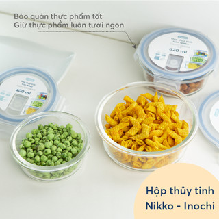 Hộp thuỷ tinh tròn Inochi - Nikko - Đựng thực phẩm, đồ ăn, thức ăn trong ngăn đá, tủ lạnh