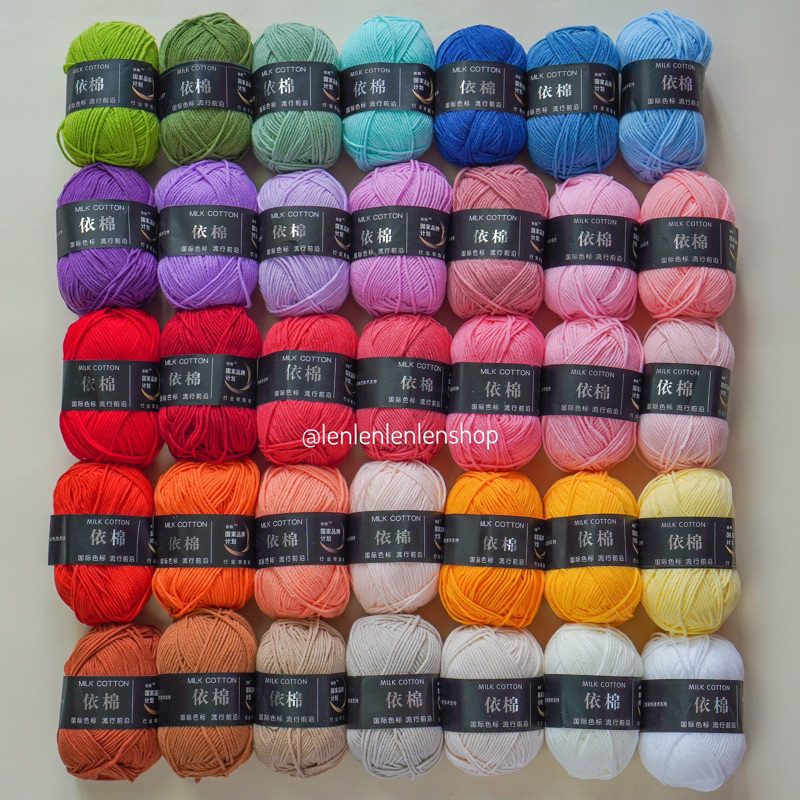 [Siêu rẻ] Len Milk Cotton Mác Đen 50g – sợi cotton mềm mịn, móc thú bông Amigurumi