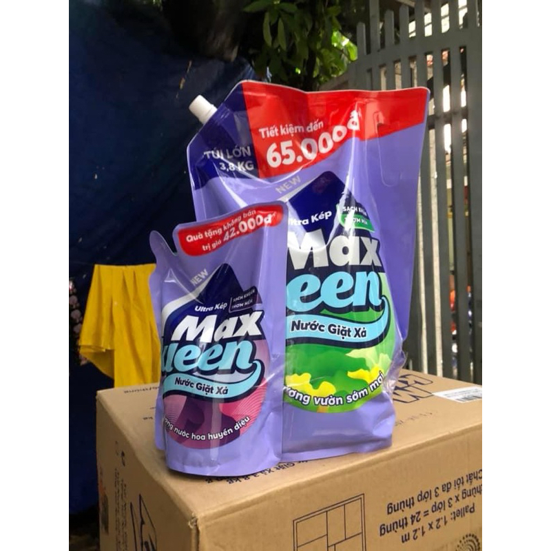 Combo Túi Nước Giặt Xả 3.8kg + Túi Nước Giặt Xả 600g MaxKleen