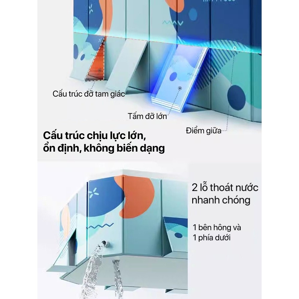 Bể bơi gấp gọn, không cần bơm hơi kích thước lớn 1.6m/ 1.8m/ 2.1m/ 2.6m/ 3m - hàng nhập khẩu