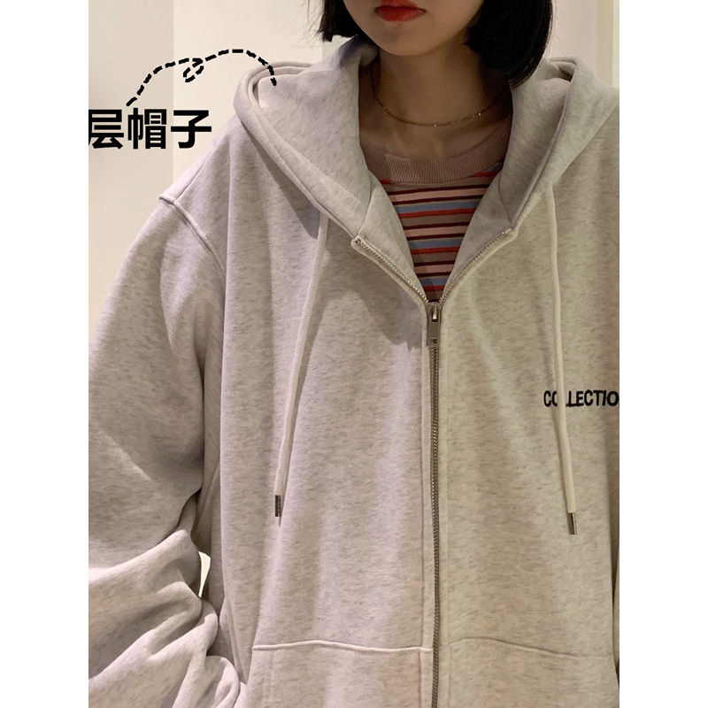 Áo khoác nữ form rộng hoodie zip, áo hoodie nữ khoác ngoài kéo khóa zip ...