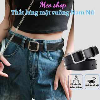 Dây thắt lưng Nữ Nam Unisex MẶT VUÔNG ulzzang to vừa 3 3.2cm- Dây nịt Nam Nữ da mặt vuông Tròn thời trang Nam nữ Hàn