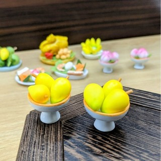 Đĩa xoài mini đất sét Nhật trang trí thờ cúng thần tài thổ địa mini