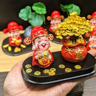Bộ Tượng Thần Tài May Mắn Tiền Vàng Lộc Lá Dư Thừa