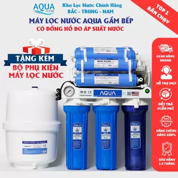 Máy lọc nước RO không vỏ tủ AQUA Chính Hãng 4-11 cấp lọc ,có đồng hồ đo Áp, Công suất 15L/H, Có UV