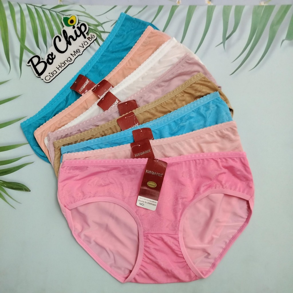 [Combo 5 - 10] Quần Lót Nữ Thun Lạnh Gấm Hoa Thun Lạnh Chất Vải Mát, Size 55-68 ký Co Giãn Tốt Hàng Loại 1- Bơ Chip