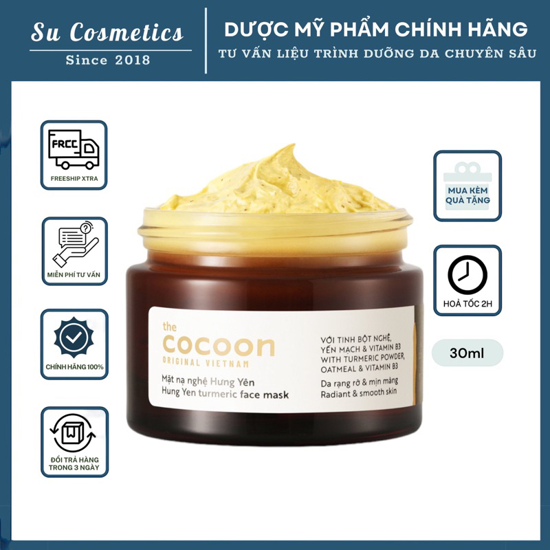 Mặt nạ nghệ Hưng Yên cocoon 30ml (Turmeric face mask) đều màu, giảm ...