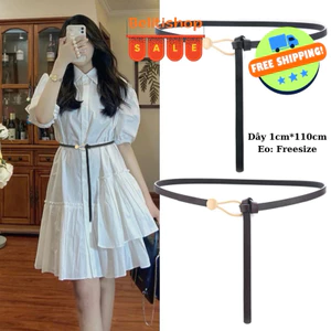 Thắt Lưng Dây Da PU B23 Bản 1cm Khóa Kim Loại Tròn Nhỏ Thanh Lịch Thiết Kế Thời Trang Cho Nữ Phong Cách Thanh Lịch