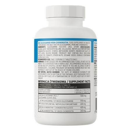 GLUCOSAMINE + MSM + CHONDROITIN - HỖ TRỢ XUONG KHỚP HÀM LƯỢNG CAO 3 TRONG 1 CỦA OSTROVIT (90 VIÊN)