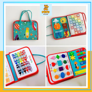 Bảng Bận Rộn Đồ Chơi Bận Rộn Sách Bận Rộn Cặp Bận Rộn Busy Board 7in1 Bộ Đồ Chơi Bận Rộn Cho Bé - PUPU HOUSE