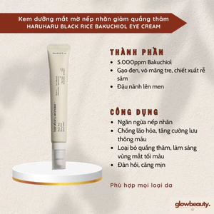 Kem dưỡng mắt 20ml làm mờ nếp nhăn giảm quầng thâm thuần chay Haruharu Black Rice Bakuchiol Eye Cream