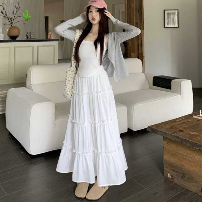 CHÂN VÁY MIDI DÁNG DÀI 4 TẦNG XOÈ BỒNG BỀNH DÀI 100CM CÓ QUẦN BẢO HỘ V2