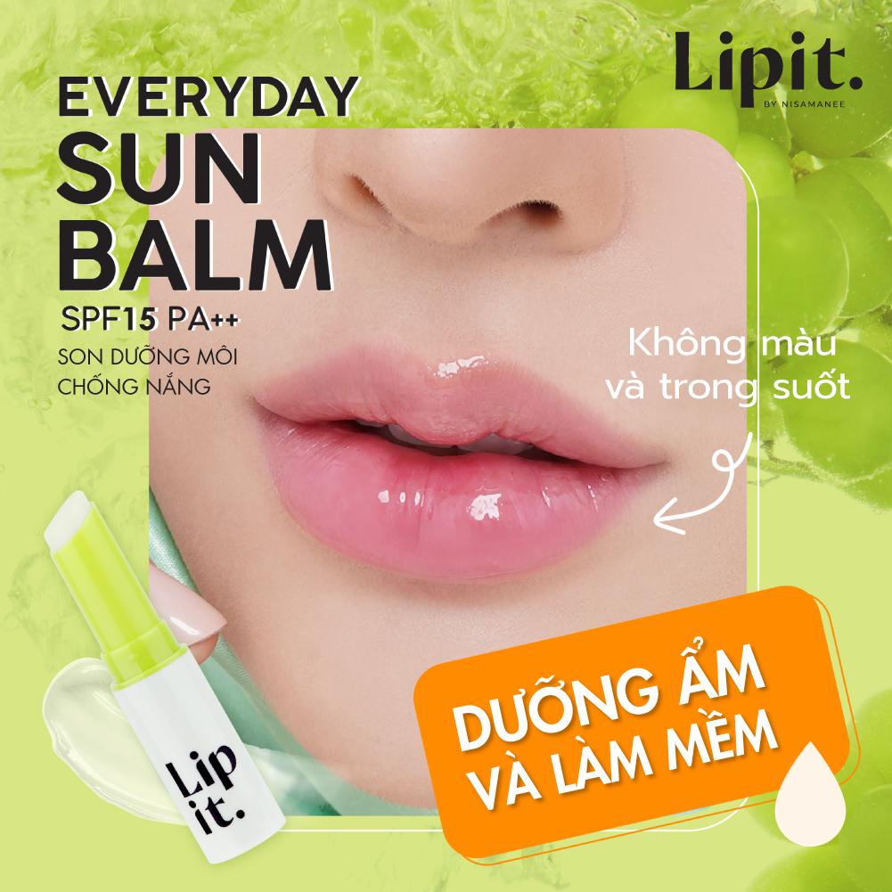 Ảnh Son Dưỡng Môi Chống Nắng LIP IT Everyday Sun Balm SPF15 PA++ # Green Grape 3g 4