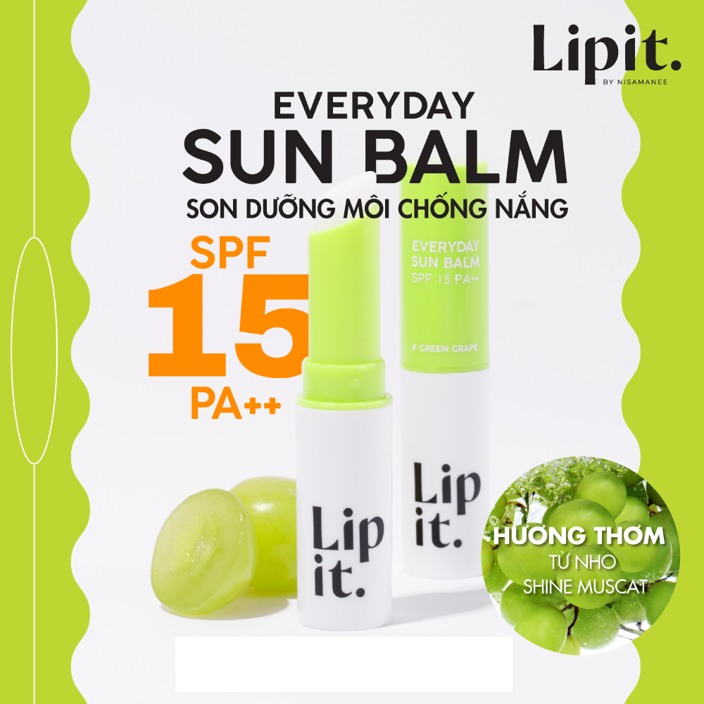 Ảnh Son Dưỡng Môi Chống Nắng LIP IT Everyday Sun Balm SPF15 PA++ # Green Grape 3g 2