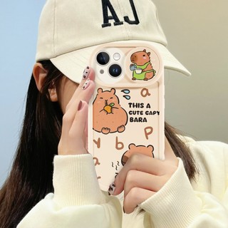 Ốp iphone trượt camera hoạt hình Capybara so cool BVC cho iphone 7plus 8 plus xs xr 11 12 13 14 15pro plus pro max sc032
