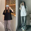 Áo thun trơn Kirkland Unisex Oversize Gym wear [Nam,Nữ] - Áo phông - Màu: Đen ,Trắng