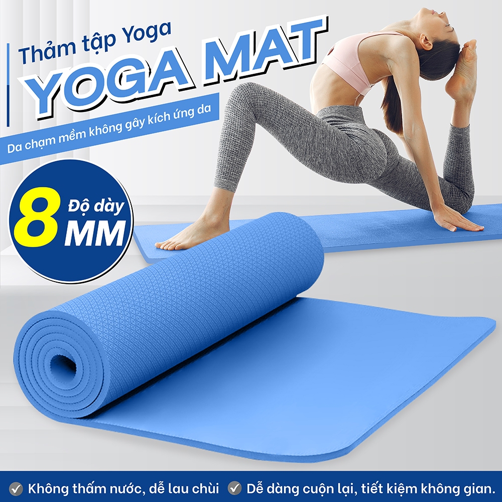 Ảnh BG-Thảm tập YOGA GYM 8MM Bám Sàn Chống Trượt Dễ Vệ Sinh,Chất Liệu Thảm Tập Yoga TPE,dễ gấp gọn 3
