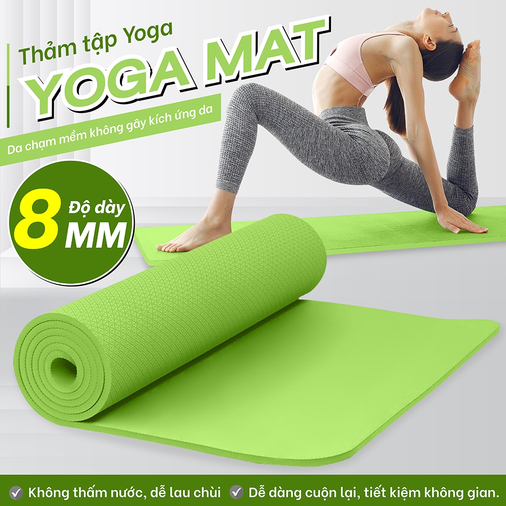Ảnh BG-Thảm tập YOGA GYM 8MM Bám Sàn Chống Trượt Dễ Vệ Sinh,Chất Liệu Thảm Tập Yoga TPE,dễ gấp gọn 2