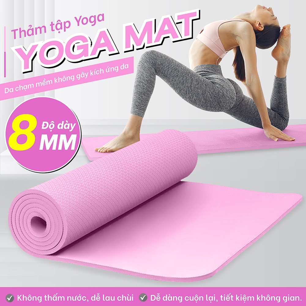 Ảnh BG-Thảm tập YOGA GYM 8MM Bám Sàn Chống Trượt Dễ Vệ Sinh,Chất Liệu Thảm Tập Yoga TPE,dễ gấp gọn 1