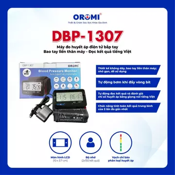 Máy Đo Huyết Áp Điện Tử Bắp Tay Oromi DBP-1307 - Đọc Kết Quả Tiếng Việt - Bảo Hành 6 Năm