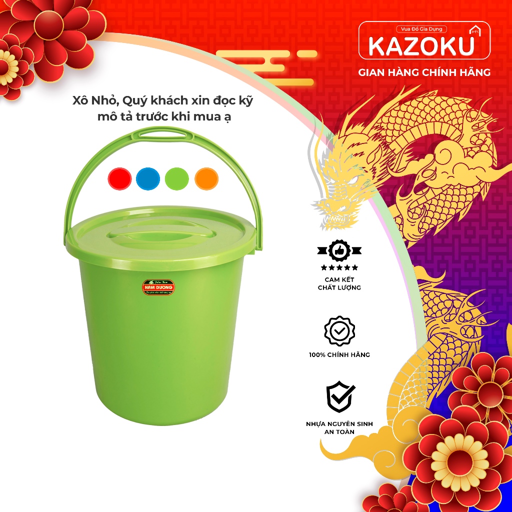 Xô Nhựa MINI, Xô Nước - 4L/6L/8L - Nhựa Nam Dương  - Vua Đồ Gia Dụng Kazoku [XKM]