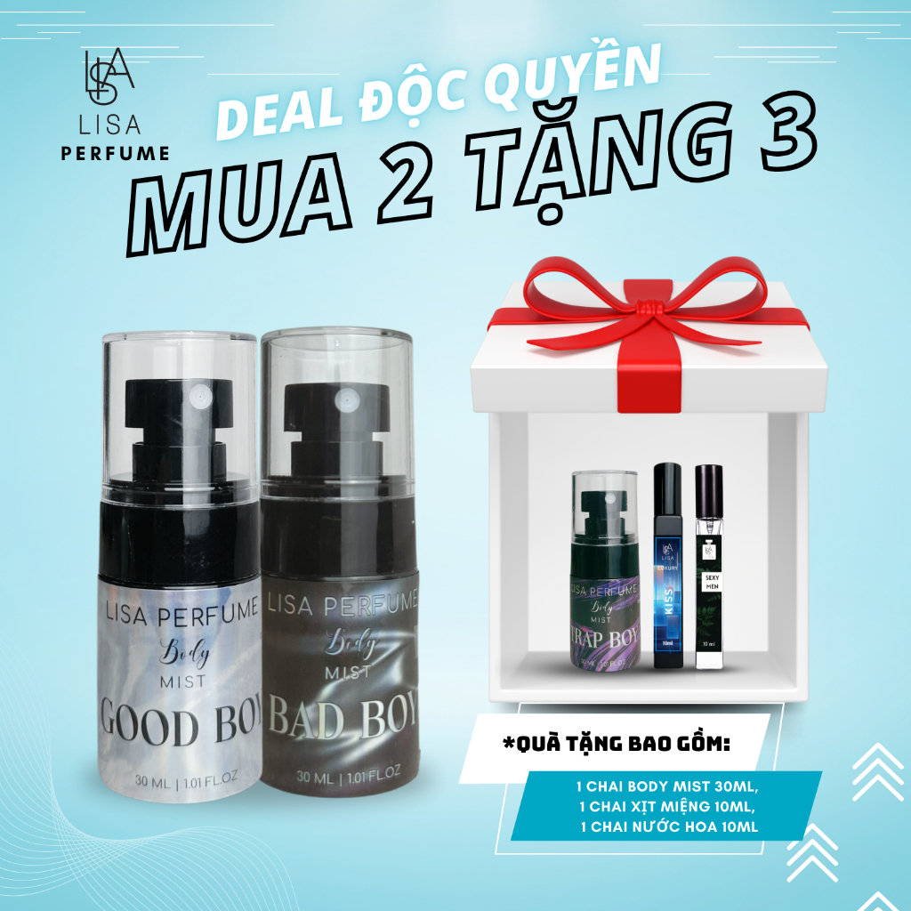 body mist chính hãng lisaperfume thơm cơ thể 30-100ml thơm nhẹ dịu, xịt ...