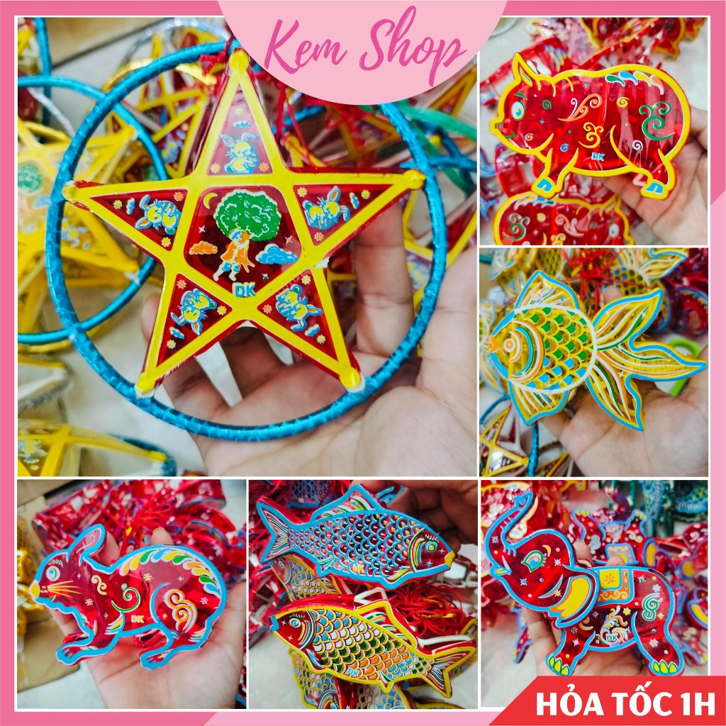 Đèn lồng trung thu giấy kiếng mini trang trí trung thu - Kem Shop K34