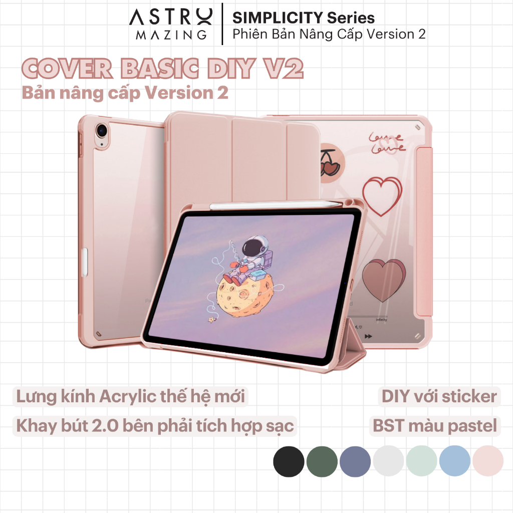 Ảnh Bao da DIY D02 lưng kính chống ố vàng dành cho iPad DIY V2 AstroMazing - Case cho Pro 11 Air 4 5 Gen 9 1