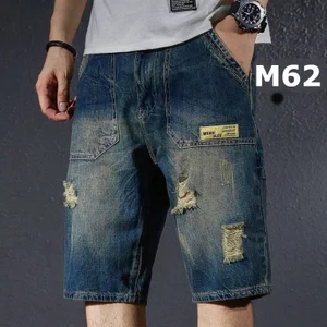 Quần short Jean nam Quảng Châu cao cấp, quần short jean túi hộp xước rách phong cách Restro nam tính thời trang 1176