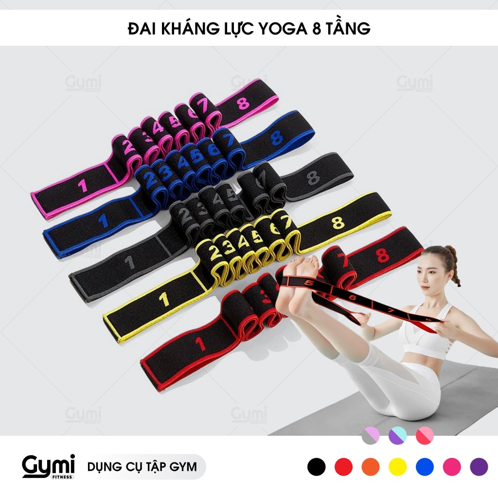 Dây Đai Kháng Lực 8 Tầng Hỗ Trợ Tập Yoga Uốn Dẻo, Tập Múa - DayYoga-8Tang