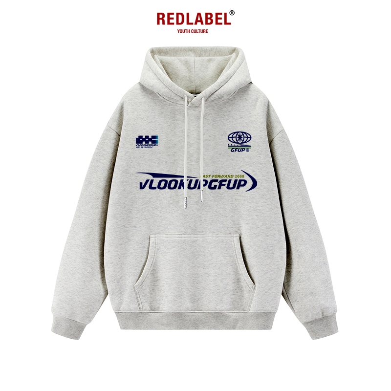 Áo Hoodie Nỉ Bông Nam Nữ In Họa Tiết VLOOKUP RedLabel Dày Dặn Form Mũ Rộng