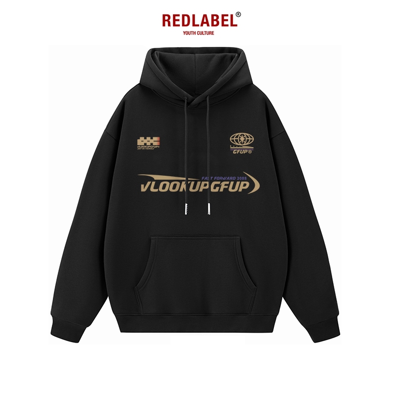 Áo Hoodie Nỉ Bông Nam Nữ In Họa Tiết VLOOKUP RedLabel Dày Dặn Form Mũ Rộng
