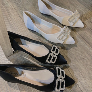 Búp Bê Meibaiyu Mũi Nhọn Tag Đá Vuông Fullbox QC / Mieo Shoes B715 B716