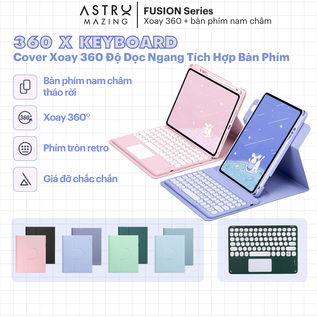 Ảnh Bao da bàn phím bluetooth xoay 360 AstroMazing có Trackpad dành cho iPad 1