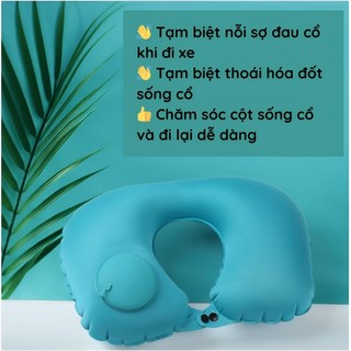 Gối Tựa Cổ Du Lịch Tự Bơm Hơi Chữ U Gấp Gọn | Gối Kê Cổ Máy Bay Ô Tô Tàu Xe Văn Phòng 85g