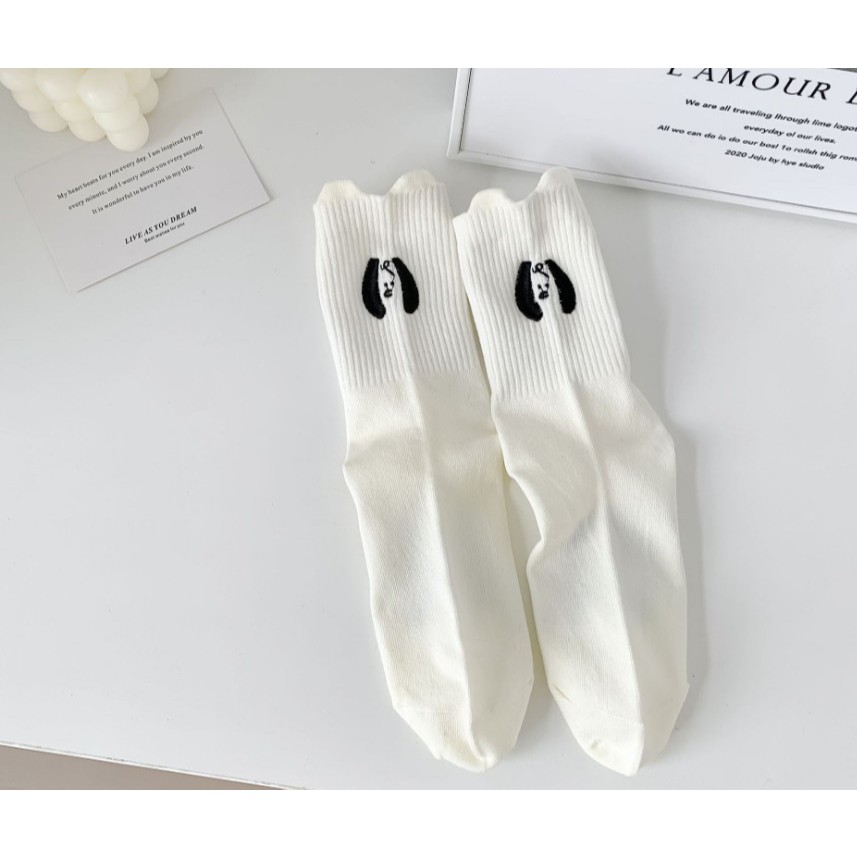 Vớ Tất Nữ thêu hình Gấu, Cún cao cổ siêu dễ thương và xinh xắn