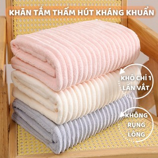 Khăn Tắm Vân Sóng 3D Siêu Mềm 70x140cm, Thấm Hút Tốt, Nhanh Khô, Không Rụng Lông, Màu Pastel Cao Cấp
