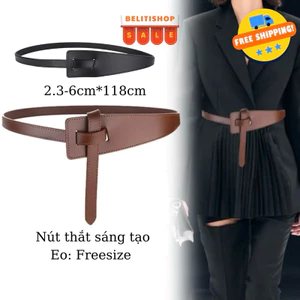 Thắt lưng da nữ Mặt dây 6cm Nút thắt điều chỉnh theo eo/ Đai váy dễ phối đồ phong cách Hàn Quốc