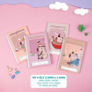 Vở Ô Ly Capybara 48/ 80 Trang, Vở 4 Ô Li Giấy 100gsm Chống Lóa Cho Bé Tập Viết Luyện Chữ NC1-48-007/008