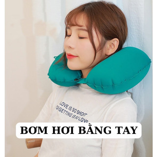 Gối Tựa Cổ Du Lịch Tự Bơm Hơi Chữ U Gấp Gọn | Gối Kê Cổ Máy Bay Ô Tô Tàu Xe Văn Phòng 85g