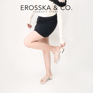 Erosska - Guốc nữ cao gót mũi hở phối nơ phong cách đơn giản năng động màu đen cao 4cm - EM129