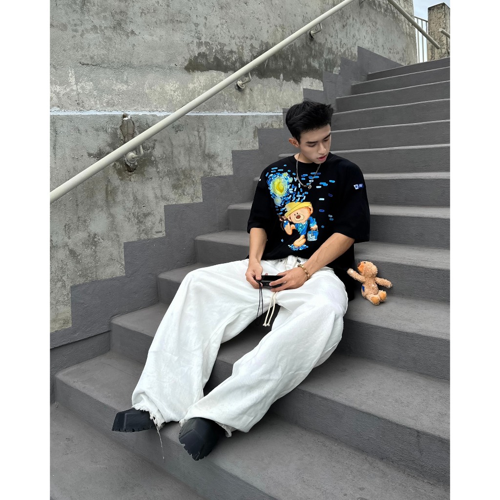Ảnh Áo thun FIDE TEEDY phông cotton unisex nam nữ form rộng cổ tròn áo đính gấu - AT35(TẶNG KÈM GẤU) 4