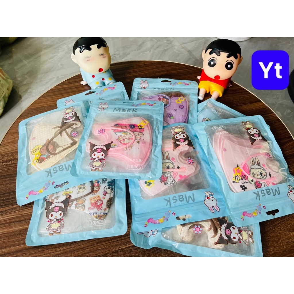 Set 10 Chiếc Khẩu Trang 5D,Túi 10 chiếc khẩu trang cho bé từ 3 -8 tuổi