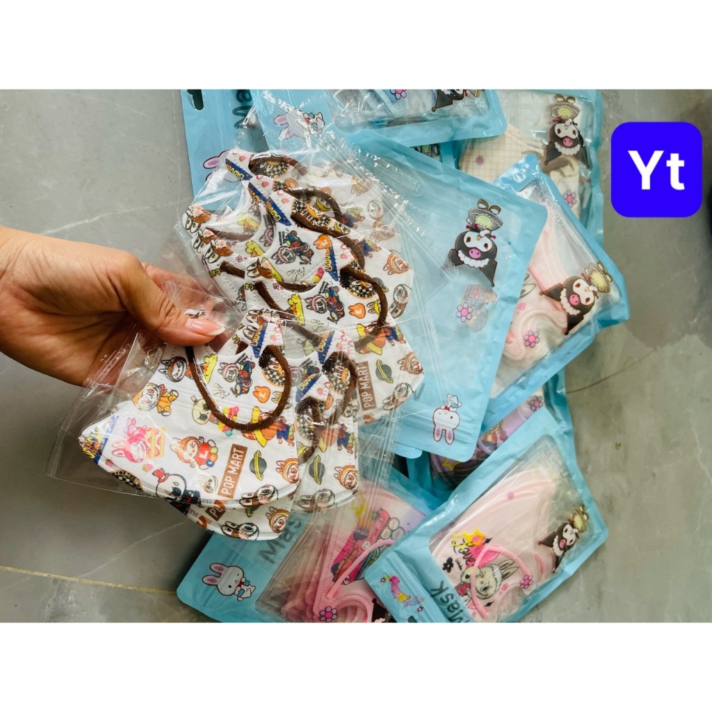 Set 10 Chiếc Khẩu Trang 5D,Túi 10 chiếc khẩu trang cho bé từ 3 -8 tuổi