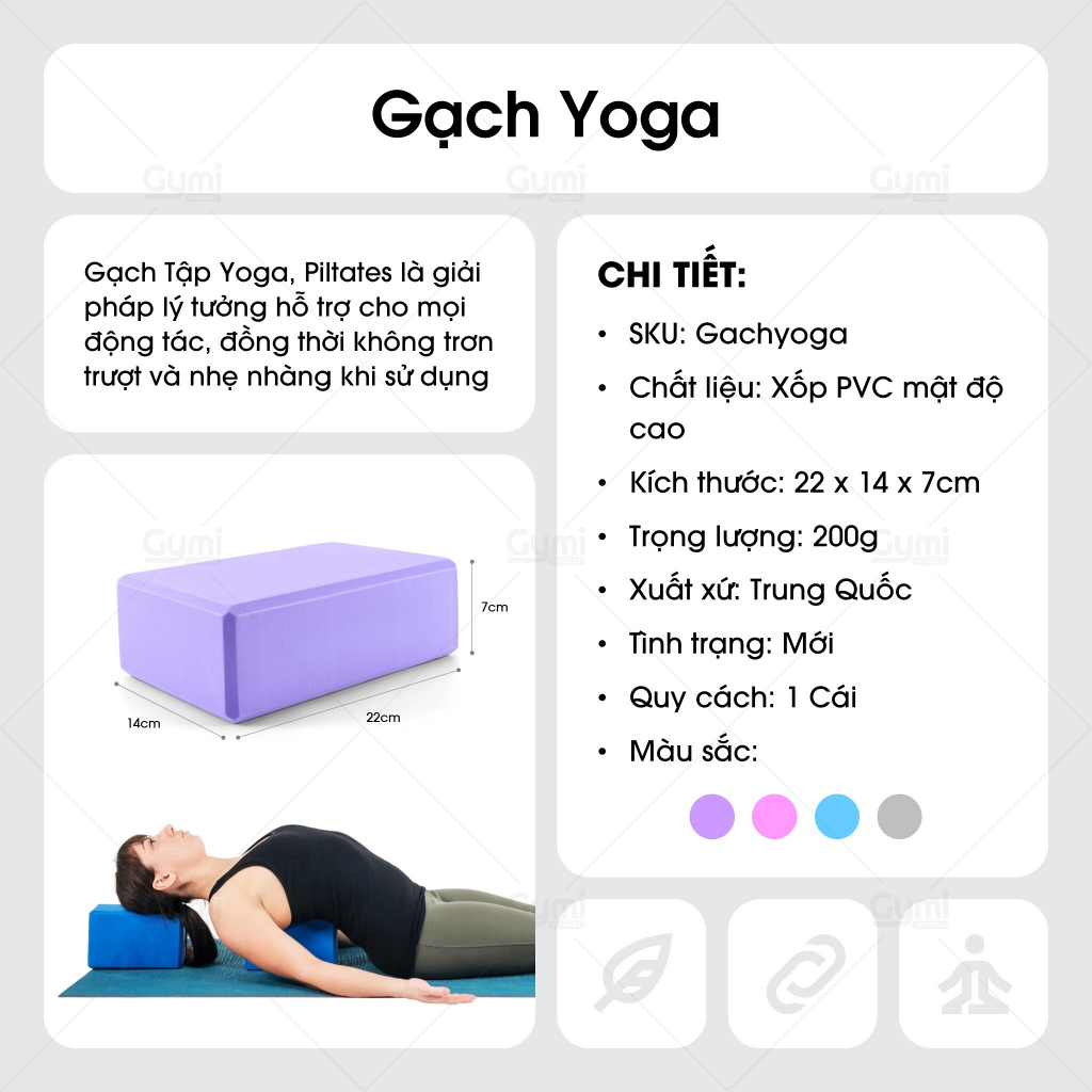 Gạch Tập Yoga, Gối Tập Yoga Cao Cấp Loại 1 - Hỗ Trợ Đạt Hiệu Quả Cao, Tránh Chấn Thương - GachYoga
