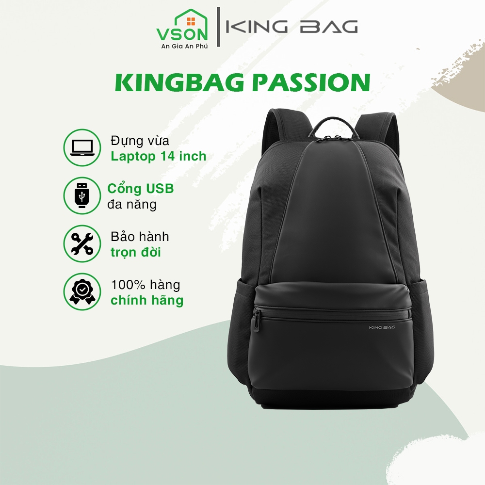 Balo laptop KING BAG PASSION 14” trẻ trung, gọn nhẹ, tích hợp USB, ngăn ...