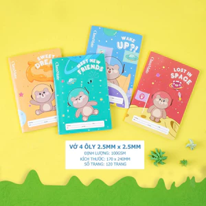 Vở Ô Ly CLASSMATE 120 Trang Định Lượng 100gsm Bìa Vở Cán Bóng In Gấu Nâu Dễ Thương Dành Cho Bé Cấp 1 NC1-120-006
